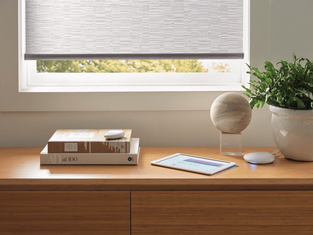 Designer Roller Shades with PowerView Gateway, Pebble Remote, and Hunter Douglas app